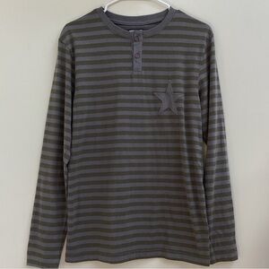 Grey & Green Striped Star Long Sleeve T-shirt